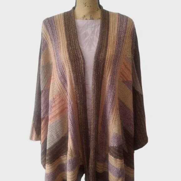 Rare Find! Vintage Ralph Lauren Blue Label Southwestern Linen Silk Knit Poncho - Picture 2 of 9